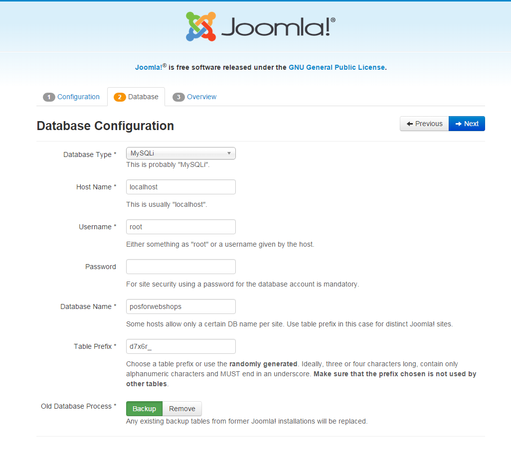 joomla database